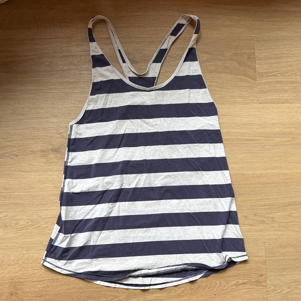 Lululemon Athletica Navy and White Striped Tank Top